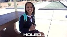 HOLED Big dick shoved in petite school girl Holly Hendrix ass