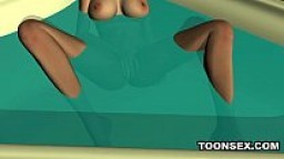 Sexy 3D babe masturbates before getting fucked