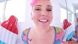 Big tits Miley May POV deepthroat and swallowing cum