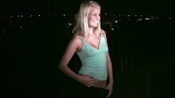 Young blonde teen hottie is going to a public sex dogging gang bang car orgy