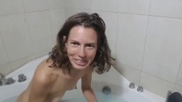 Skinny Brunette Rain Florence Shows Her Bush In Bath Tub