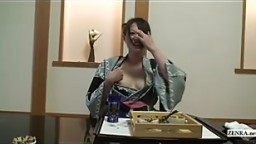 Subtitled uncensored shy Japanese milf in yukata in POV